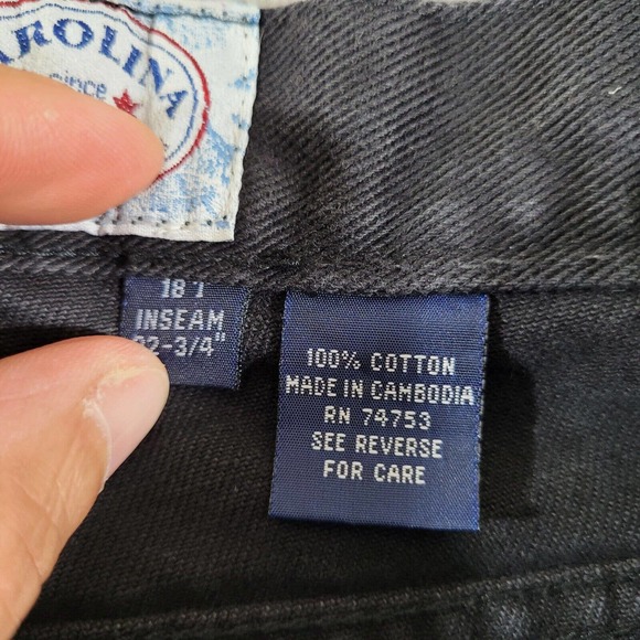 Vintage Carolina Blues‎ Jeans Womens 18 Tall Black Straight Leg Slim High Waist - Picture 9 of 12